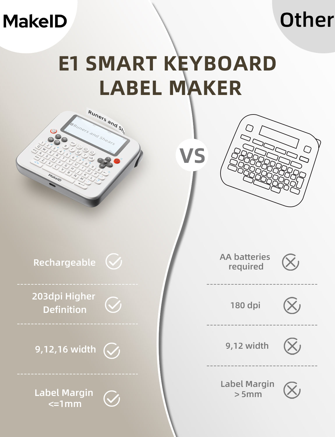 E1  label maker with keyboard