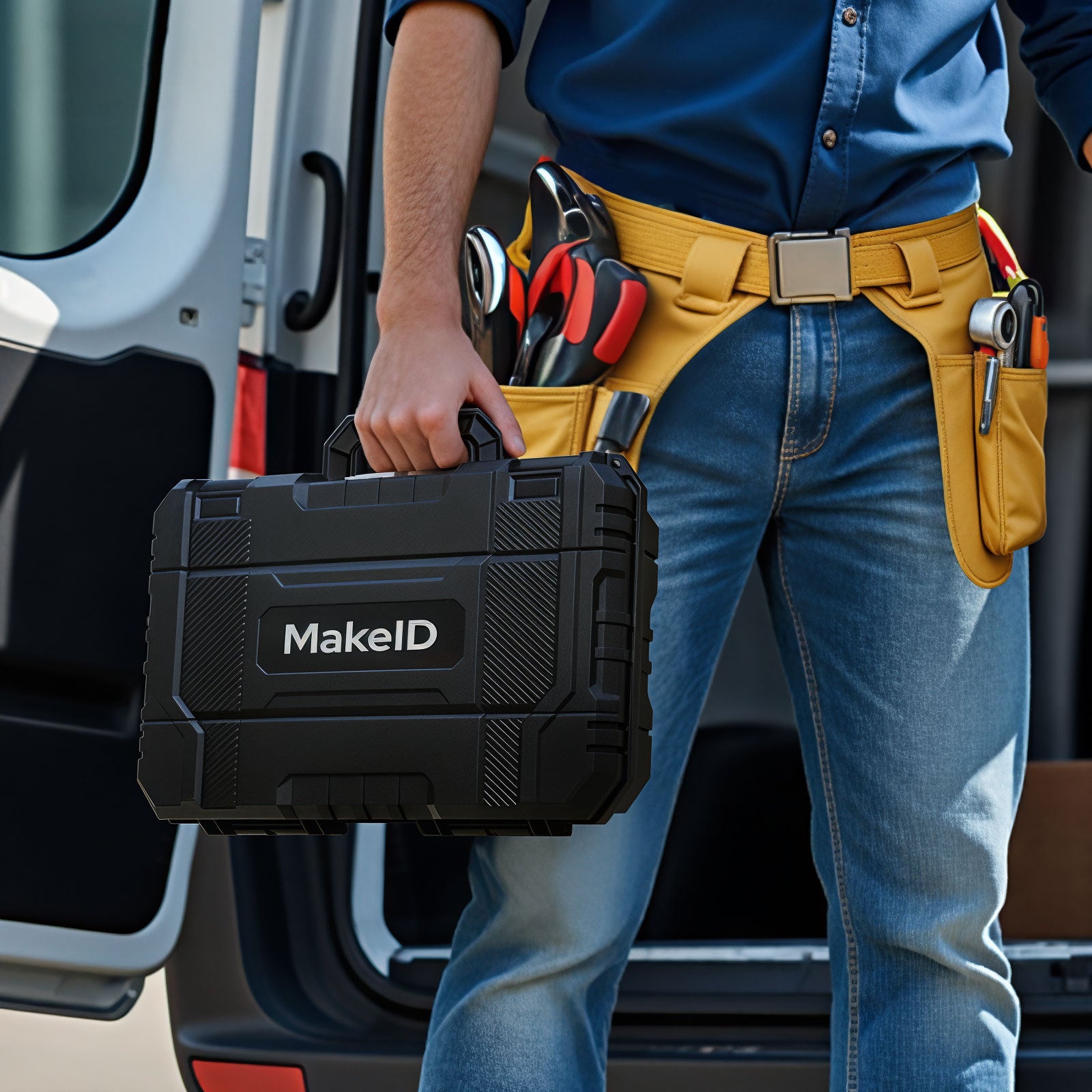 MakeID EP53 Label Maker with Hard Case, Portable Bluetooth Printer with 3 Label Cartridges