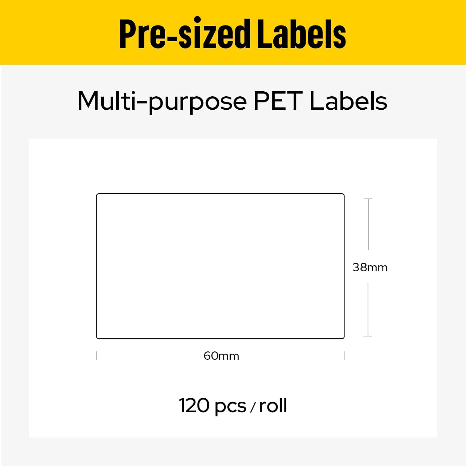MakeID EP53 AP38-60SL(478) Black on Silver PET Labels, 1.5" W × 2.36" H- 120 Labels