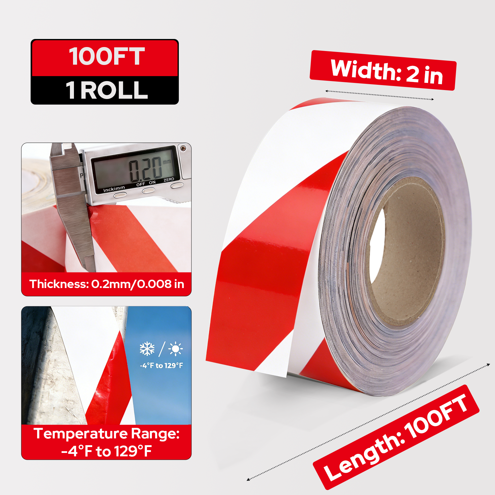 MakeID Floor Marking Tape, 2" x 100 ft, Heavy-Duty Safety Floor Tape for Warehouse & Factory