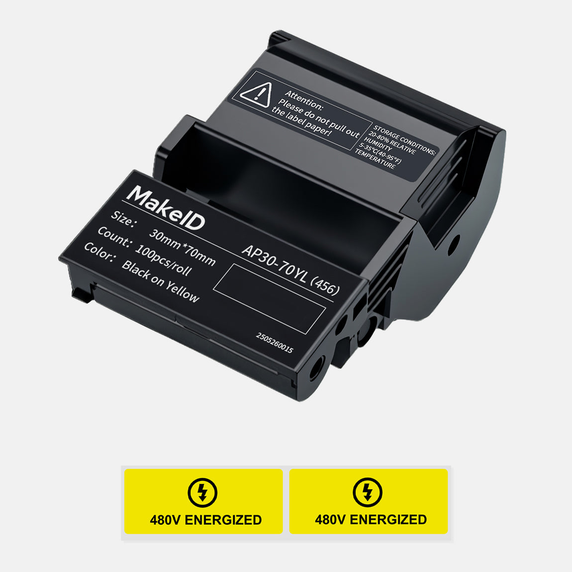 MakeID EP53 Labels, All-Weather PET Label Tape with Ribbon Cartridge for Indoor/Outdoor ID and Equipment Labeling - for EP53 Portable Industrial Label Maker