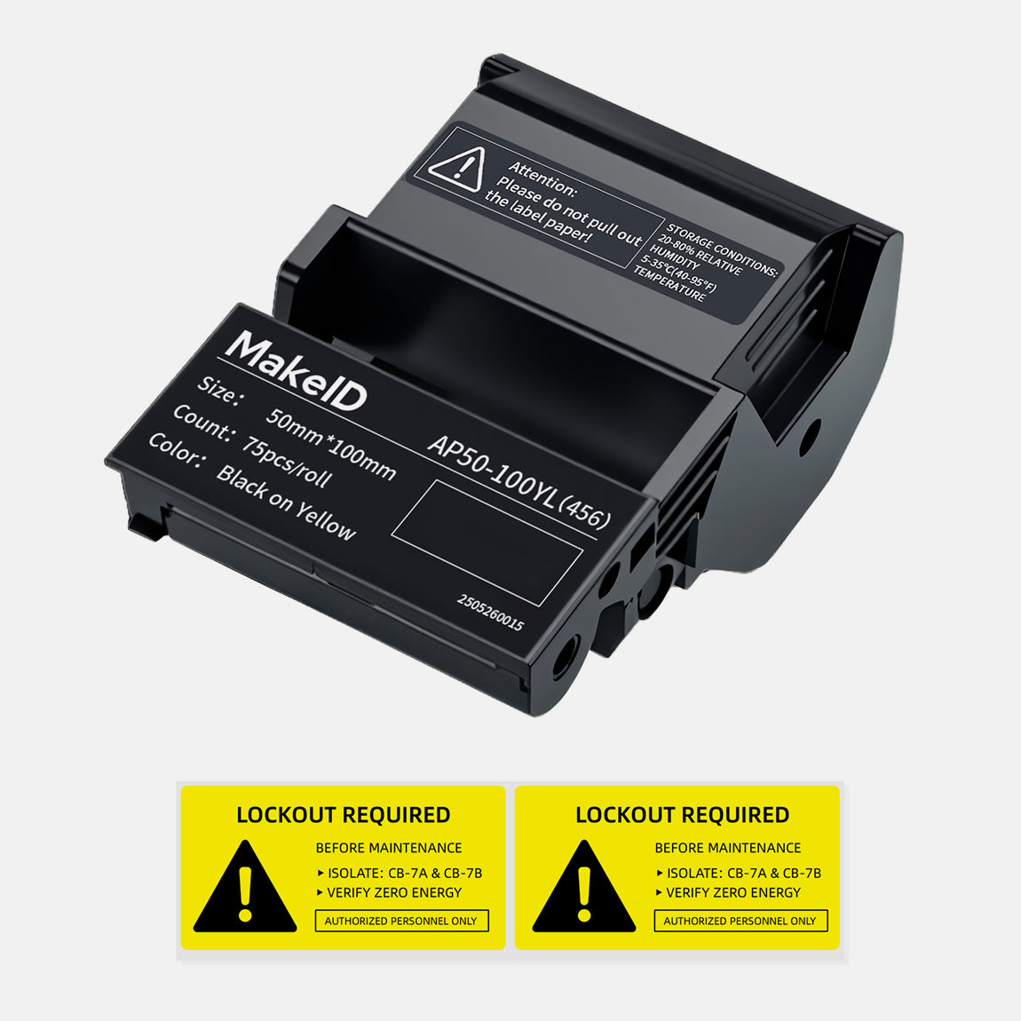 MakeID EP53 Labels, All-Weather PET Label Tape with Ribbon Cartridge for Indoor/Outdoor ID and Equipment Labeling - for EP53 Portable Industrial Label Maker