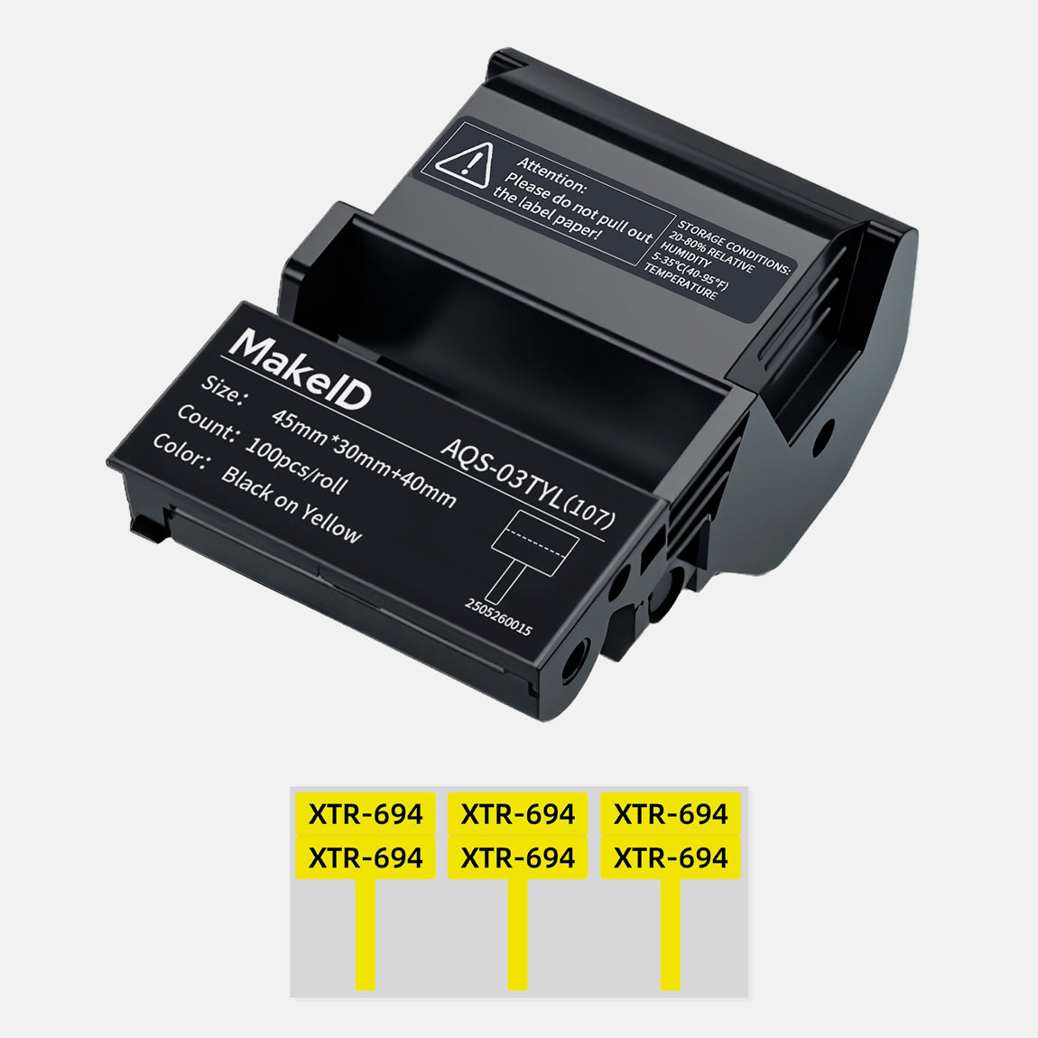 MakeID EP53 Flag Labels, T-Flag Pre-Sized Label Tape with Ribbon Cartridge for Indoor/Outdoor Wire and Cable, DatoCom Labeling - for EP53 Portable Industrial Label Maker