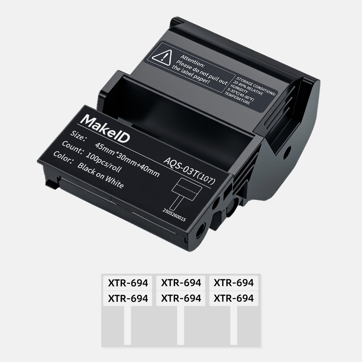MakeID EP53 Flag Labels, T-Flag Pre-Sized Label Tape with Ribbon Cartridge for Indoor/Outdoor Wire and Cable, DatoCom Labeling - for EP53 Portable Industrial Label Maker