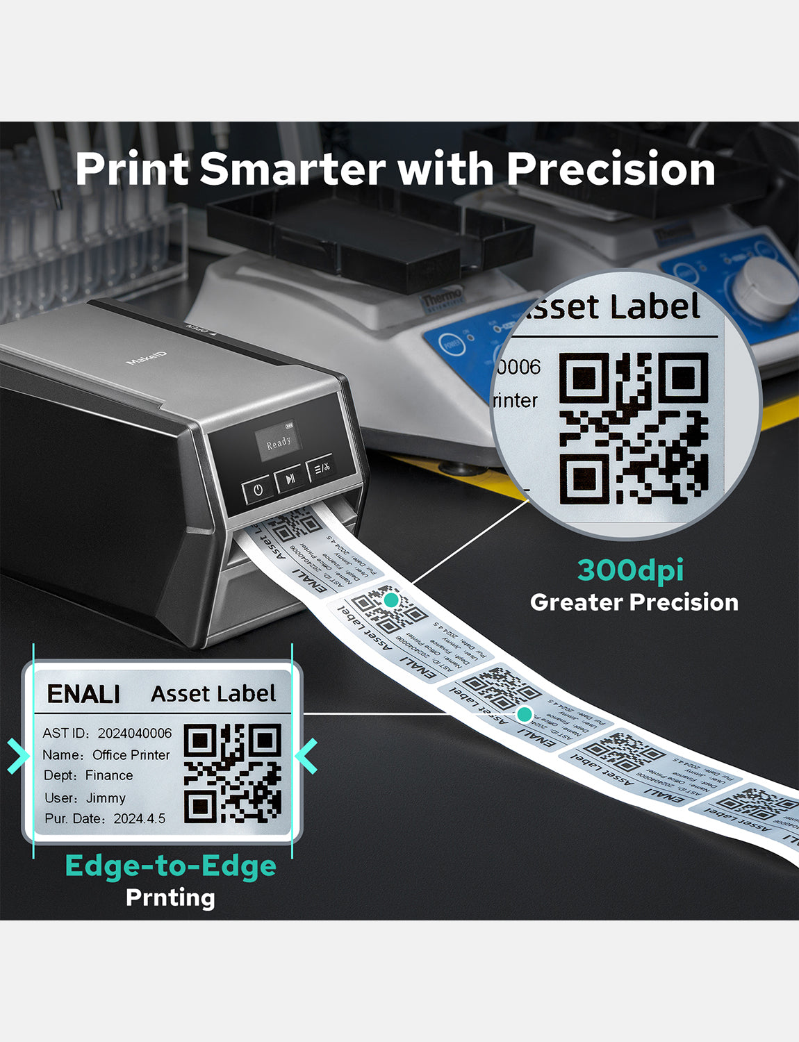 MakeID D50 Thermal Transfer Desktop Label Printer for Small Business ...