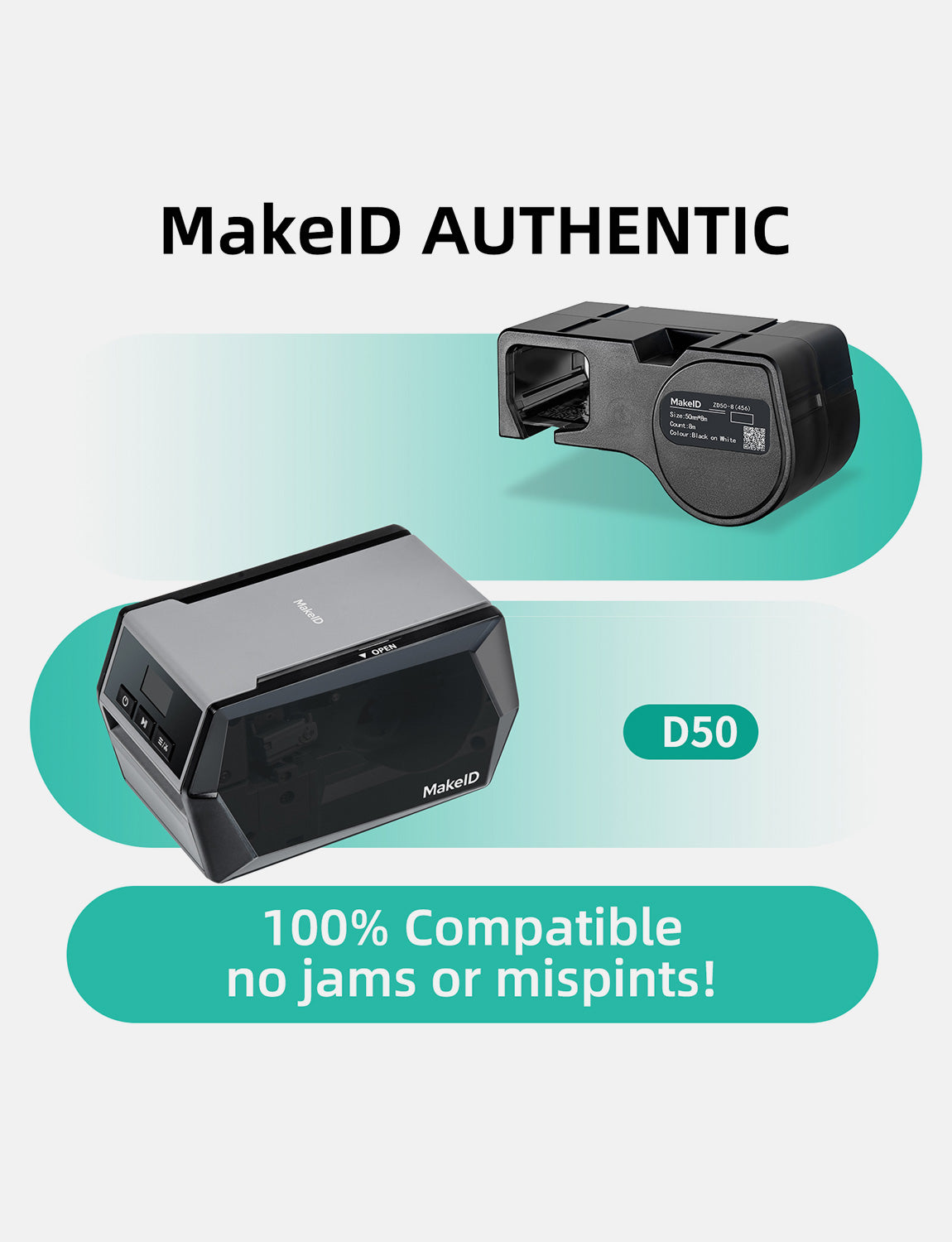 MakeID D50 All-Weather PET Waterproof Tape & Label for Electrical Wires, Cables & Network Cables