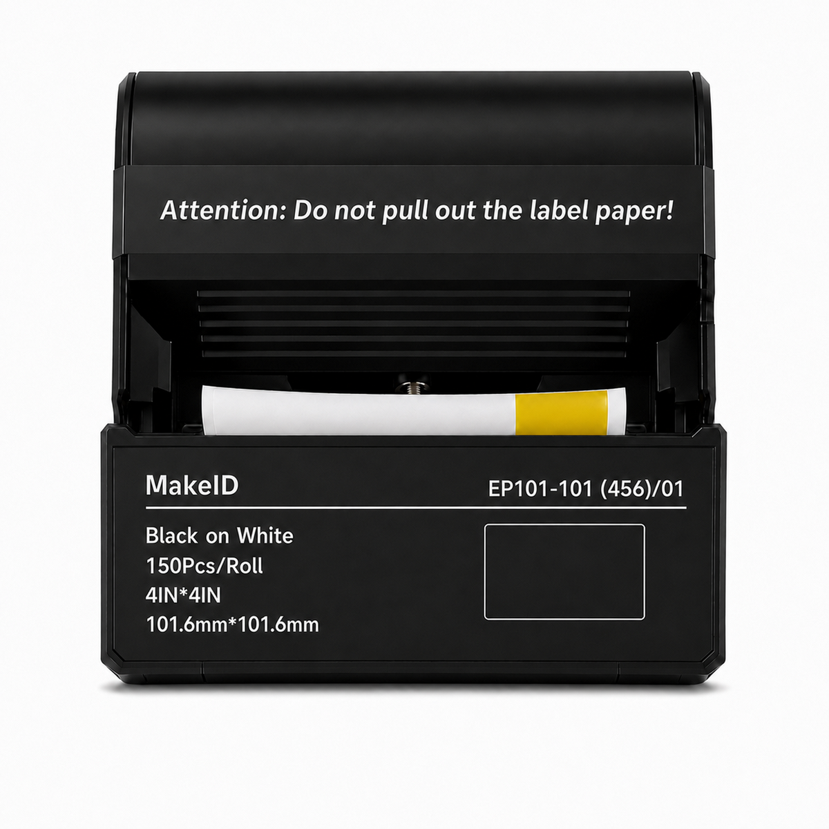 MakeID EP71 PET Safety Labels, 4 x 4 in, Yellow Header, 150 Count