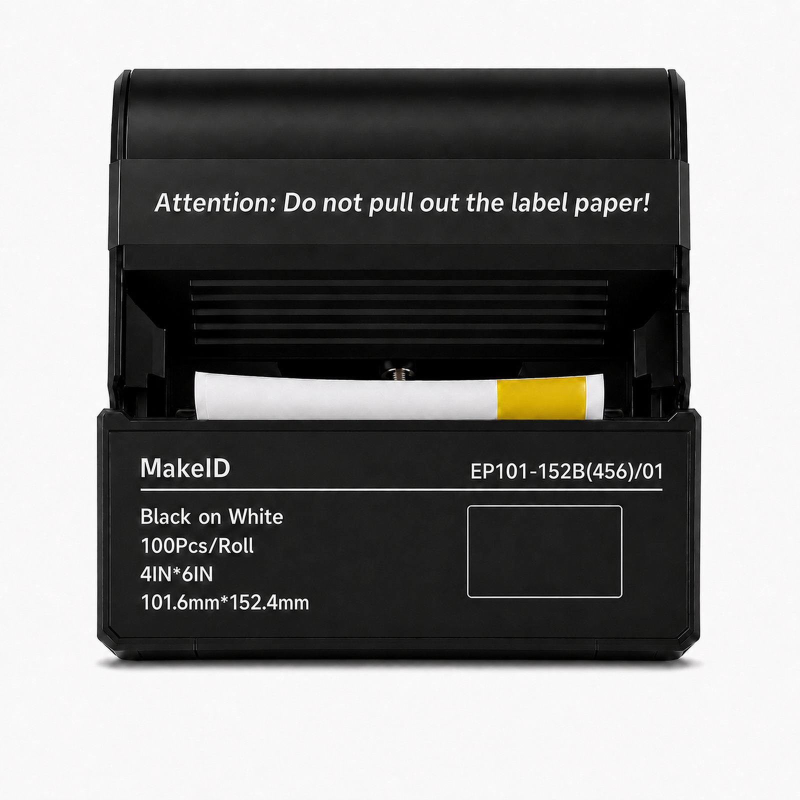 MakeID EP71 PET Caution Labels, 4 x 6 in, Yellow Header, 100 Count