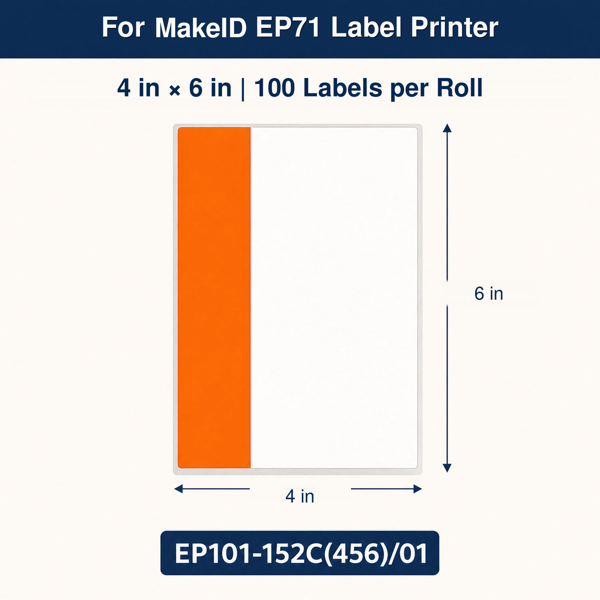 MakeID EP71 PET Danger Labels, 4 x 6 in, Orange Header, 100 Count