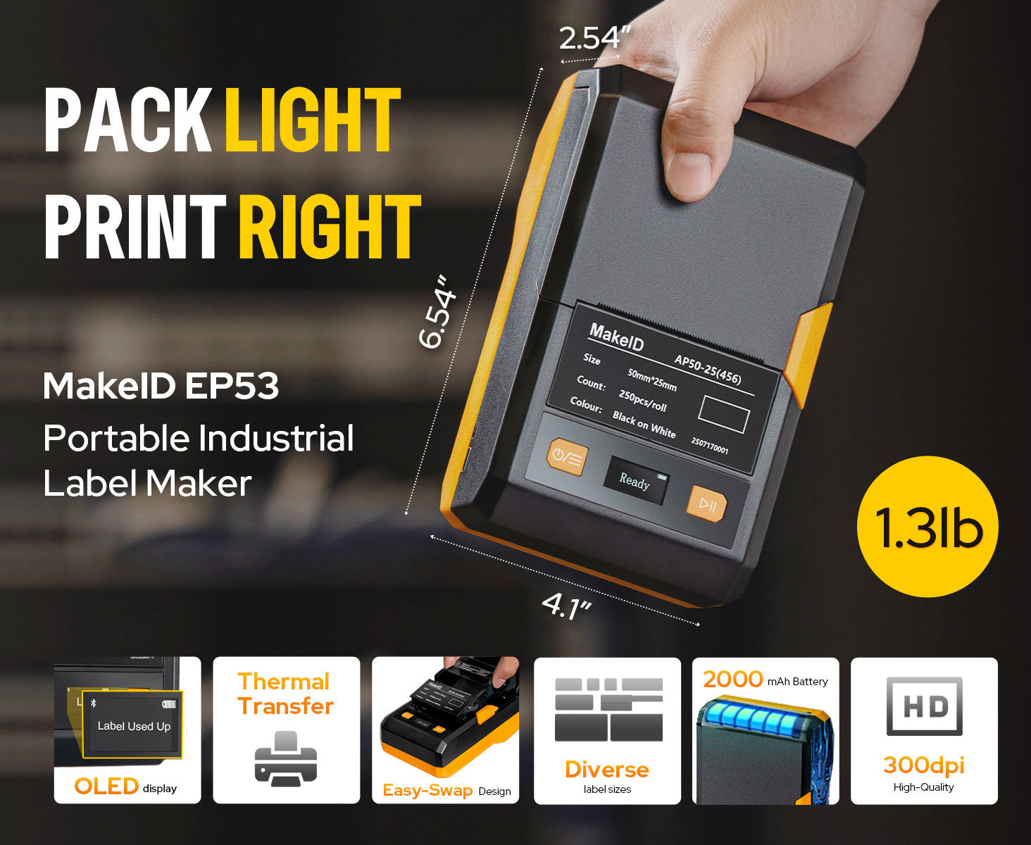 EP53 mobile thermal label printer