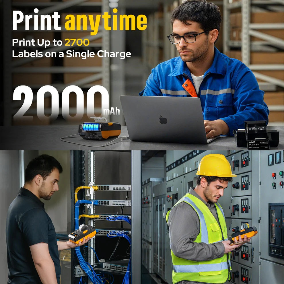 MakeID EP53 Label Maker with Hard Case, Portable Bluetooth Printer with 3 Label Cartridges