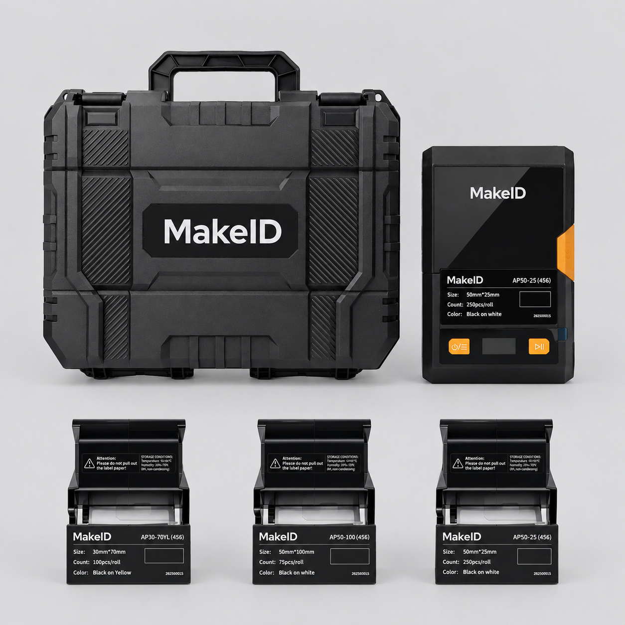 MakeID EP53 Label Maker with Hard Case, Portable Bluetooth Printer with 3 Label Cartridges