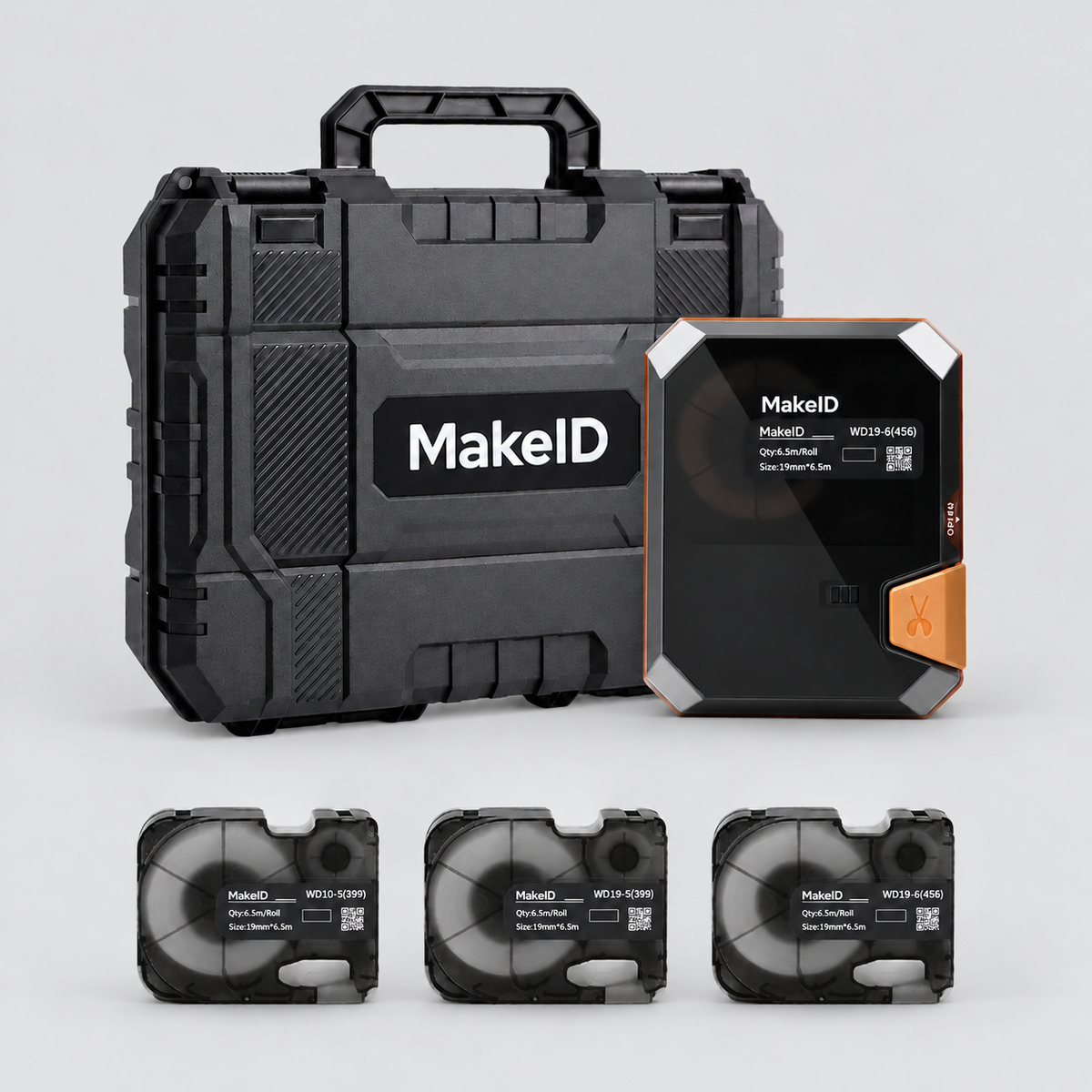 Étiqueteuse MakeID P31S avec étui rigide, imprimante Bluetooth portable avec 3 cartouches d'étiquettes, machine à étiqueter les fils et câbles pour les chantiers, étiqueteuse de gaines thermorétractables
