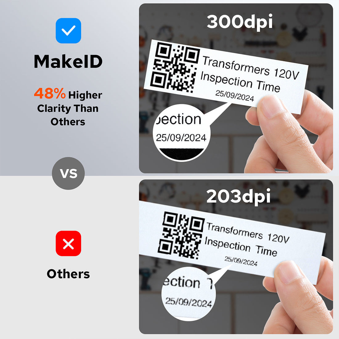 MakeID P31S Portable 300DPI Thermal Transfer Label Maker for Cable & W