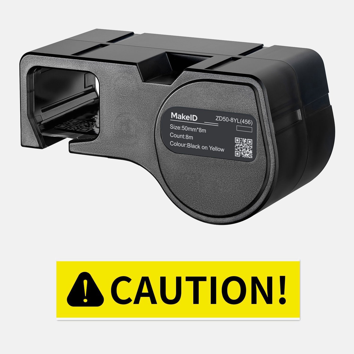 MakeID D50 ZP38-60SL(462) PET Waterproof Tape & Labels Black on Silver